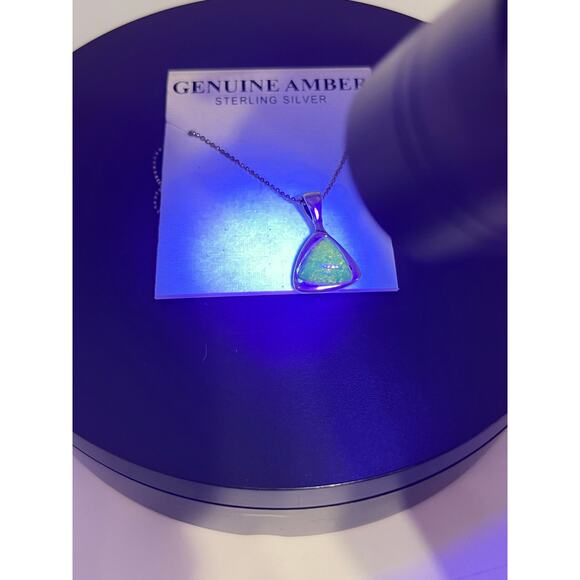 925 Sterling Silver Beautiful Rustic Baltic Amber Pendant Necklace New - Picture 8 of 8